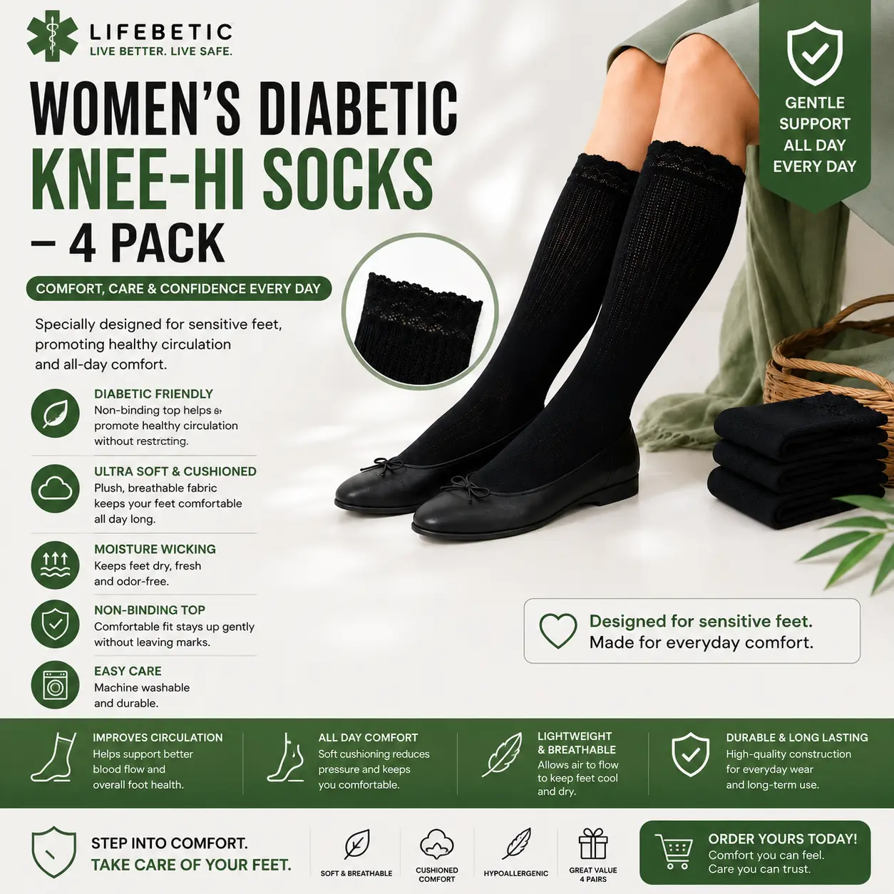 lifebetic women’s diabetic knee hi socks – lifebetic women’s diabetic knee hi socks –