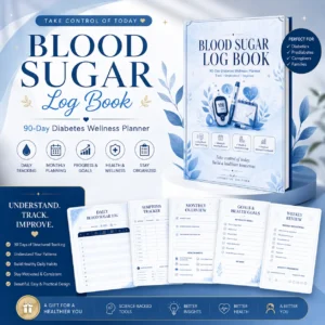 Blood Sugar Log Book – 90-Day Diabetes Wellness Planner | Printable PDF Tracker